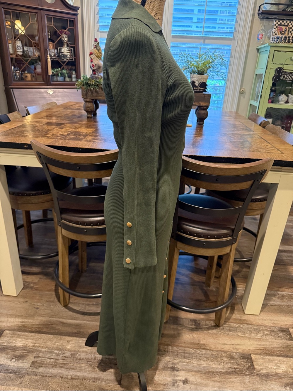 Julia Jordan Olive Green Collared Ribbed Maxi Sweater Dress - NWOT - Picture 6 of 7